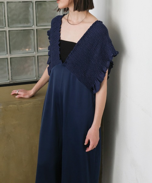 オケージョン/結婚式】シャーリングデザインオールインワン（パンツ