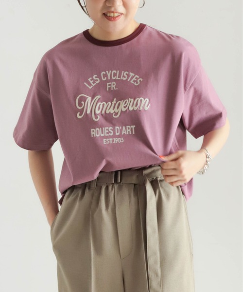 NOMBRE IMPAIR(ノンブルアンペール)の「チェーンロゴ刺繍PT 半袖TEE(Tシャツ/カットソー・レディース・キナリ/ブルー/パープル・FREE)」の3枚目の写真
