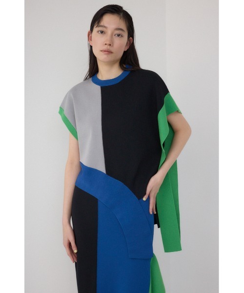 PLUS（プラス）の「【PLUS】ブロッキングアシンメトリーニットベスト（ベスト・レディース・ブラック/グレー系その他/ブラック系その他・FREE）」の20枚目の写真