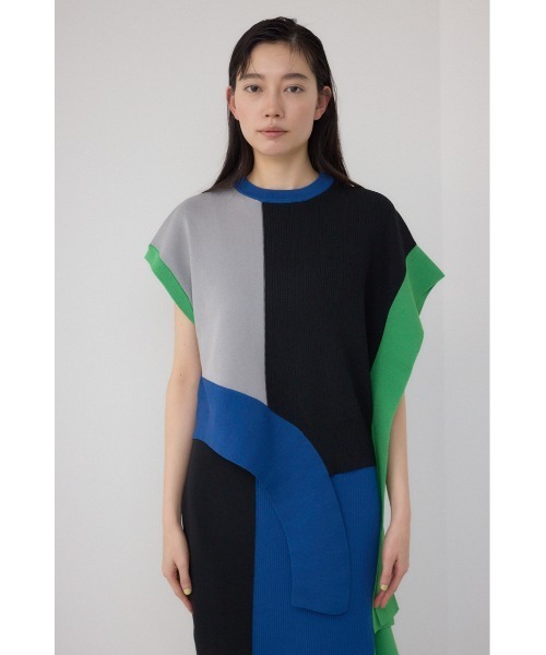 PLUS（プラス）の「【PLUS】ブロッキングアシンメトリーニットベスト（ベスト・レディース・ブラック/グレー系その他/ブラック系その他・FREE）」の22枚目の写真