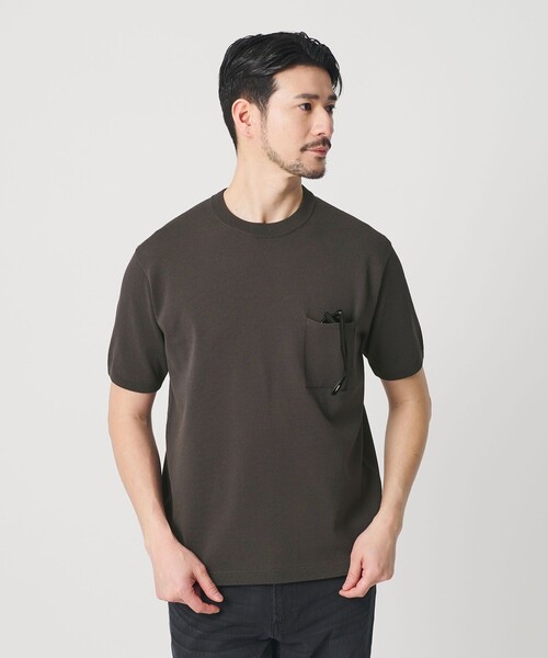 BEAUTY&YOUTH UNITED ARROWS(ビューティーアンドユースユナイテッドアローズ)の「【WEB限定 WARDROBE SMART】マシーンウォッシュ 1ポケット ニット Tシャツ【抗菌防臭】(Tシャツ/カットソー・メンズ・ブラック/ホワイト/ライトグレー/ダークグレー・S/M/L/XL)」の4枚目の写真
