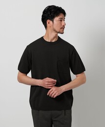 【WEB限定 WARDROBE SMART】マシーンウォッシュ 1ポケット ニット Tシャツ【抗菌防臭】