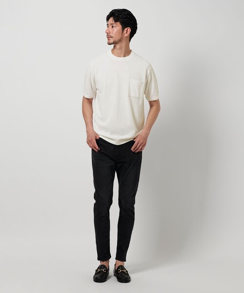 BEAUTY&YOUTH UNITED ARROWS（ビューティーアンドユースユナイテッドアローズ）の「【WEB限定 WARDROBE SMART】マシーンウォッシュ 1ポケット ニット Tシャツ【抗菌・防臭】（Tシャツ/カットソー・メンズ・ブラック/ホワイト/ライトグレー・S/M/L/XL）」の10枚目の写真