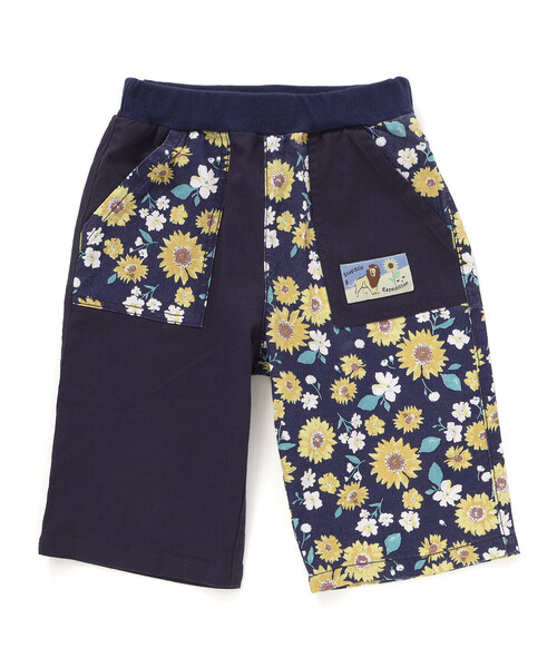 SLAP SLIP（スラップスリップ）の「【お揃い/接触冷感】無地ヒマワリサファリ柄切り替えポケット付き麻レーヨンパンツ(80~130cm)（その他パンツ・キッズ・ベージュ/オレンジ/イエロー系その他/ブルー/ブルー系その他2・110cm/120cm/90cm/130cm/80ｃｍ/100cm）」の4枚目の写真