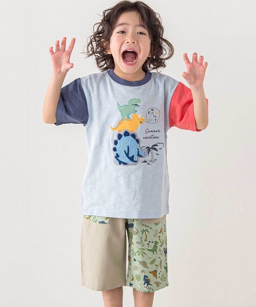 SLAP SLIP（スラップスリップ）の「【お揃い/接触冷感】無地ヒマワリサファリ柄切り替えポケット付き麻レーヨンパンツ(80~130cm)（その他パンツ・キッズ・ベージュ/オレンジ/イエロー系その他/ブルー/ブルー系その他2・110cm/120cm/90cm/130cm/80ｃｍ/100cm）」の7枚目の写真