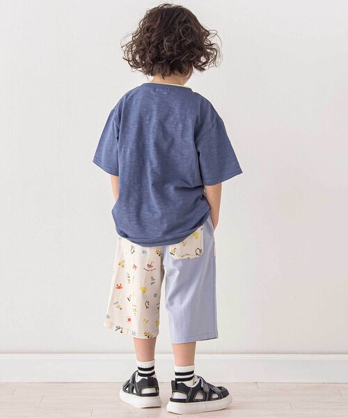 SLAP SLIP（スラップスリップ）の「【お揃い/接触冷感】無地ヒマワリサファリ柄切り替えポケット付き麻レーヨンパンツ(80~130cm)（その他パンツ・キッズ・ベージュ/オレンジ/イエロー系その他/ブルー/ブルー系その他2・110cm/120cm/90cm/130cm/80ｃｍ/100cm）」の8枚目の写真