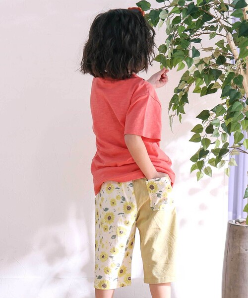 SLAP SLIP（スラップスリップ）の「【お揃い/接触冷感】無地ヒマワリサファリ柄切り替えポケット付き麻レーヨンパンツ(80~130cm)（その他パンツ・キッズ・ベージュ/オレンジ/イエロー系その他/ブルー/ブルー系その他2・110cm/120cm/90cm/130cm/80ｃｍ/100cm）」の5枚目の写真