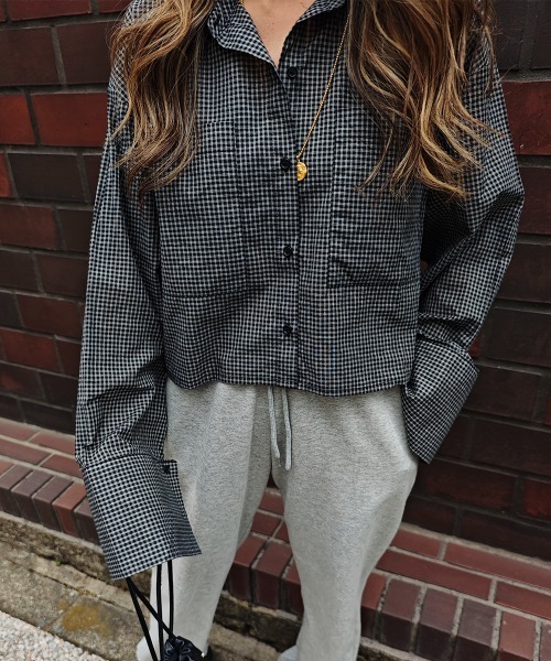 esutoreja（エストレジャ）の「ギンガムチェッククロップドシャツ（シャツ/ブラウス・レディース・アイボリー/ブラック・FREE）」の16枚目の写真