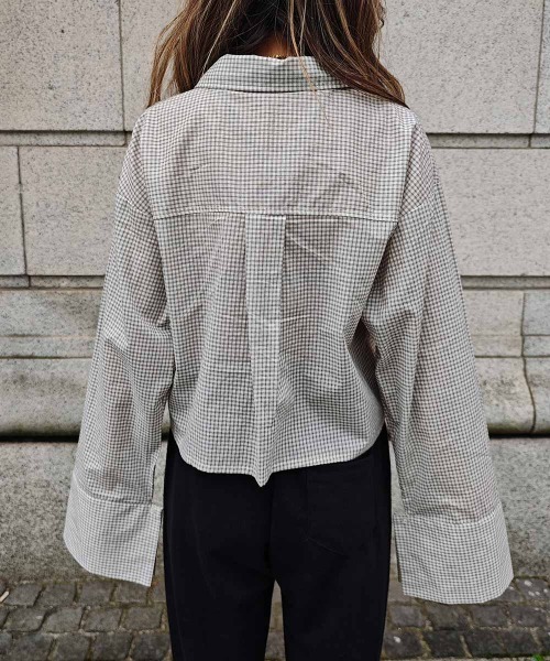 esutoreja（エストレジャ）の「ギンガムチェッククロップドシャツ（シャツ/ブラウス・レディース・アイボリー/ブラック・FREE）」の6枚目の写真