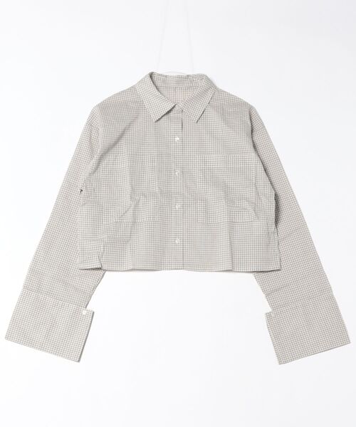 ブラウス シャツ ギンガムチェッククロップドシャツ レディース ギンガムチェッククロップドシャツ（シャツ/ブラウス