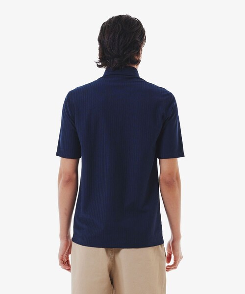 LACOSTE（ラコステ）の「鹿の子地切り替え同色ストライプボタンダウンポロシャツ（ポロシャツ・メンズ・ホワイト/ネイビー/ライトブルー・4/3/5/6）」の5枚目の写真