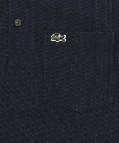 LACOSTE（ラコステ）の「鹿の子地切り替え同色ストライプボタンダウンポロシャツ（ポロシャツ・メンズ・ホワイト/ネイビー/ライトブルー・4/3/5/6）」の11枚目の写真
