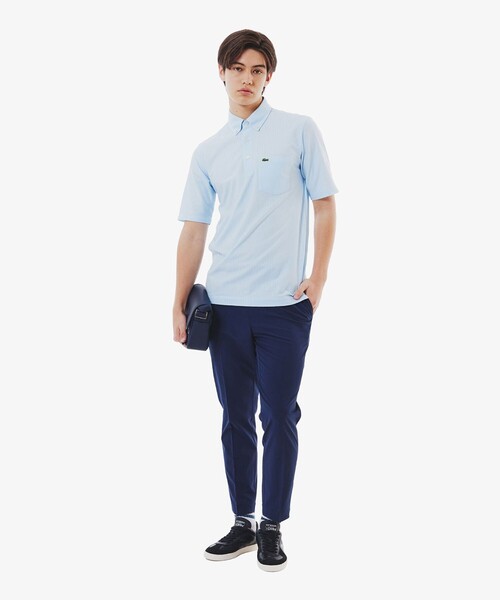LACOSTE（ラコステ）の「鹿の子地切り替え同色ストライプボタンダウンポロシャツ（ポロシャツ・メンズ・ホワイト/ネイビー/ライトブルー・4/3/5/6）」の21枚目の写真