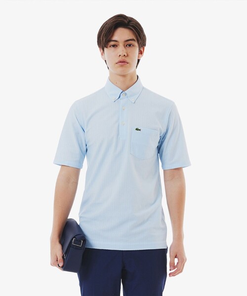 LACOSTE（ラコステ）の「鹿の子地切り替え同色ストライプボタンダウンポロシャツ（ポロシャツ・メンズ・ホワイト/ネイビー/ライトブルー・4/3/5/6）」の18枚目の写真