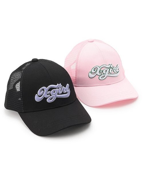 X-girl Stages(エックスガールステージス)の「ロゴ刺しゅうメッシュキャップ(キャップ・キッズ・ブラック/ピンク・52-56cm/S(48-52cm))」の19枚目の写真