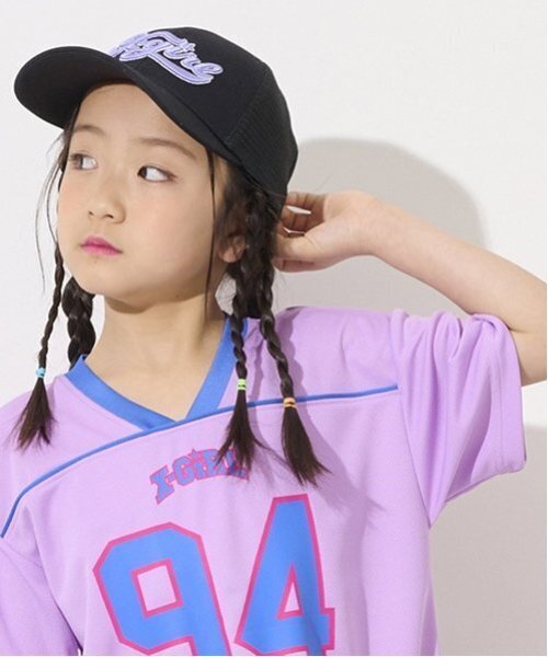 X-girl Stages(エックスガールステージス)の「ロゴ刺しゅうメッシュキャップ(キャップ・キッズ・ブラック/ピンク・52-56cm/S(48-52cm))」の7枚目の写真