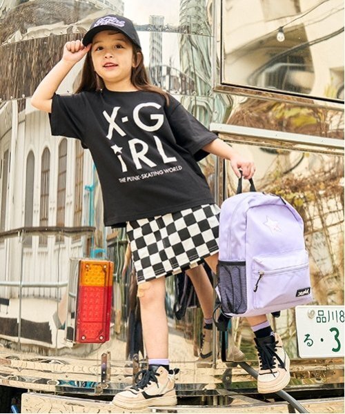 X-girl Stages(エックスガールステージス)の「ロゴ刺しゅうメッシュキャップ(キャップ・キッズ・ブラック/ピンク・52-56cm/S(48-52cm))」の3枚目の写真