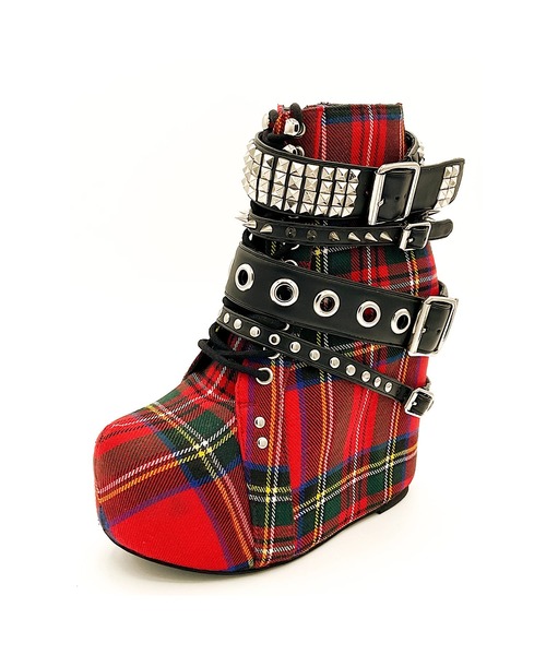 おまとめ　チェック柄ハット＆PRADAシューズ タータンチェック 厚底ベルトブーツ Charla Tedrick│Jeffrey Campbell