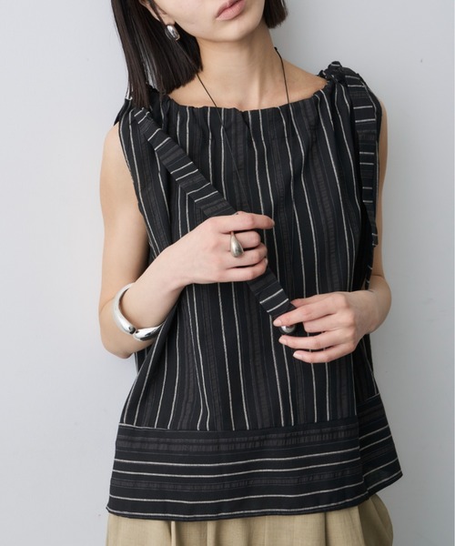 bibiy ストライプ　シースル　リボン　トップス TOPS｜Bibiy.