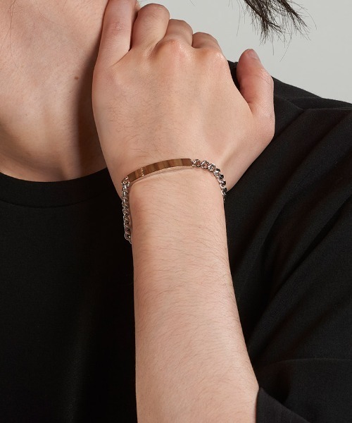 NO ID.（ノーアイディ）の「ab1775-ﾌﾗｯﾄﾘﾝｸﾁｪｰﾝIDﾌﾞﾚｽﾚｯﾄ（ブレスレット・メンズ・シルバー・ONE SIZE）」の9枚目の写真