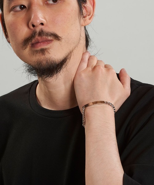 NO ID.（ノーアイディ）の「ab1775-ﾌﾗｯﾄﾘﾝｸﾁｪｰﾝIDﾌﾞﾚｽﾚｯﾄ（ブレスレット・メンズ・シルバー・ONE SIZE）」の11枚目の写真