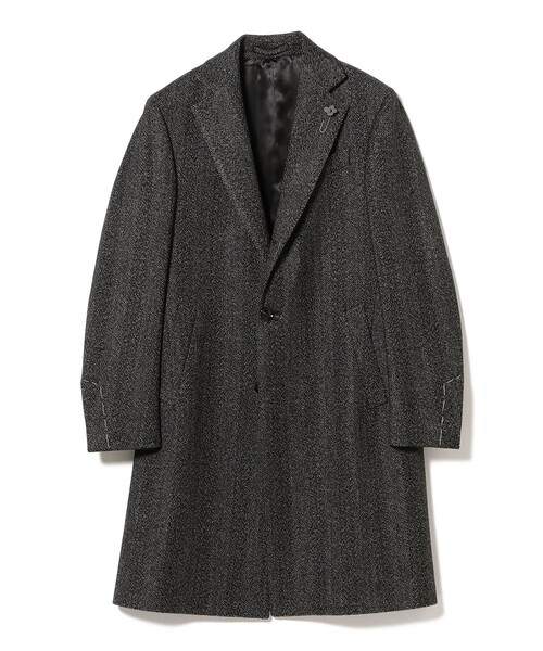美品ビームスF beams f ヘリンボーンウールコート　40 LARDINI / ウール ヘリンボーン スポルベリーノコート（その他アウター