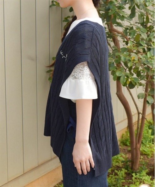 axes femme（アクシーズファム）の「リボンデザインニットベスト（ニット/セーター・レディース・キナリ/ネイビー/ミント・FREE）」の8枚目の写真