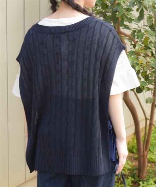 axes femme（アクシーズファム）の「リボンデザインニットベスト（ニット/セーター・レディース・キナリ/ネイビー/ミント・FREE）」の7枚目の写真