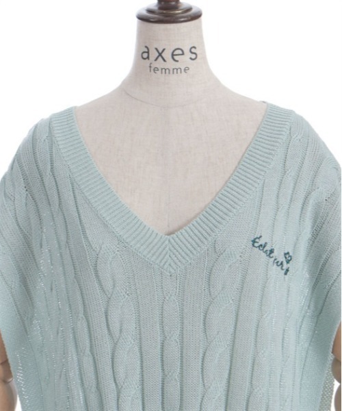axes femme（アクシーズファム）の「リボンデザインニットベスト（ニット/セーター・レディース・キナリ/ネイビー/ミント・FREE）」の21枚目の写真