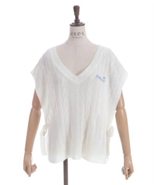 axes femme（アクシーズファム）の「リボンデザインニットベスト（ニット/セーター・レディース・キナリ/ネイビー/ミント・FREE）」の15枚目の写真