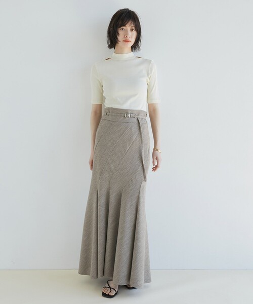 UNITED TOKYO（ユナイテッドトウキョウ）の「ランダムパネルリネンライクマーメイドスカート｜ウォッシャブル/オフィスカジュアル/細見え/春服（スカート・レディース・ブラウン/ネイビー・1/2）」の16枚目の写真