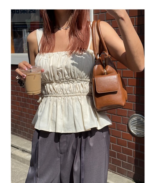 MOUSSY（マウジー）の「DENIM LIKE GABBY キャミソール（キャミソール・レディース・ライトブラック/オフホワイト/ブルー・FREE）」の2枚目の写真