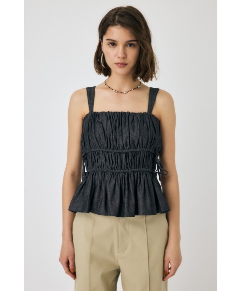 MOUSSY（マウジー）の「DENIM LIKE GABBY キャミソール（キャミソール・レディース・ライトブラック/オフホワイト/ブルー・FREE）」の3枚目の写真