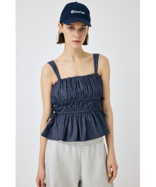 MOUSSY（マウジー）の「DENIM LIKE GABBY キャミソール（キャミソール・レディース・ライトブラック/オフホワイト/ブルー・FREE）」の4枚目の写真