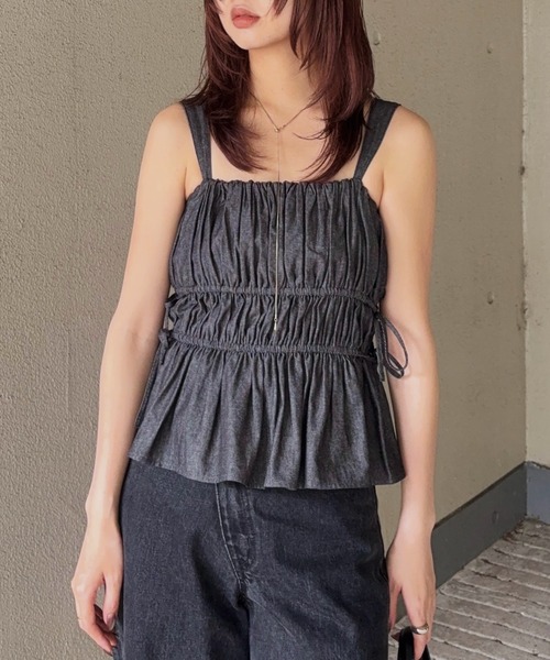 MOUSSY◆DENIM LIKE GABBY キャミ/FREE/コットン/アイボリー/010ISA30-3961 MOUSSY | DENIM LIKE GABBY キャミ (キャミソール ) |SHEL'TTER