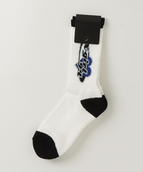 X-girl（エックスガール）の「PLANET HEART LOGO RIB SOCKS（ソックス/靴下・レディース・ホワイト/ブラック・ONE SIZE）」の8枚目の写真