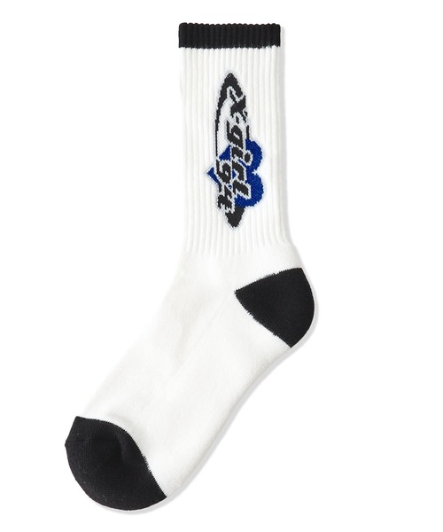 X-girl（エックスガール）の「PLANET HEART LOGO RIB SOCKS（ソックス/靴下・レディース・ホワイト/ブラック・ONE SIZE）」の3枚目の写真