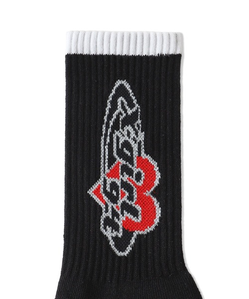 X-girl（エックスガール）の「PLANET HEART LOGO RIB SOCKS（ソックス/靴下・レディース・ホワイト/ブラック・ONE SIZE）」の5枚目の写真