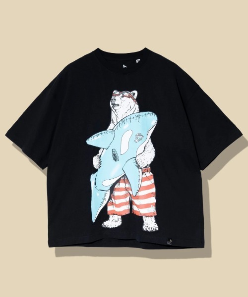 go slow caravan(ゴースローキャラバン)の「USA/C プールクマ BIG TEE(Tシャツ/カットソー・メンズ・ブラック/グリーン/ホワイト・MEDIUM/LARGE/X-LARGE)」の1枚目の写真
