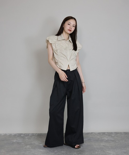 22AW アパルトモン タックワイドパンツ Tuck Wide Pants 紺色 22AW アパルトモン タックワイドパンツ Tuck Wide Pants 紺色