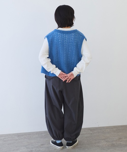 bulle de savon（ビュルデサボン）の「ふわふわ 透かし編みニットベスト（ベスト・レディース・ブラウン/ブルー/イエロー・FREE）」の22枚目の写真