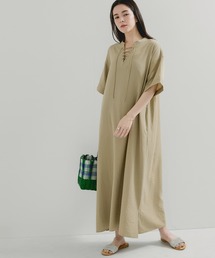 ⭐️アダムエロペ カフタンパイピングワンピース ベージュ セール】【アウトレット店舗・WEB限定】カフタンパイピング