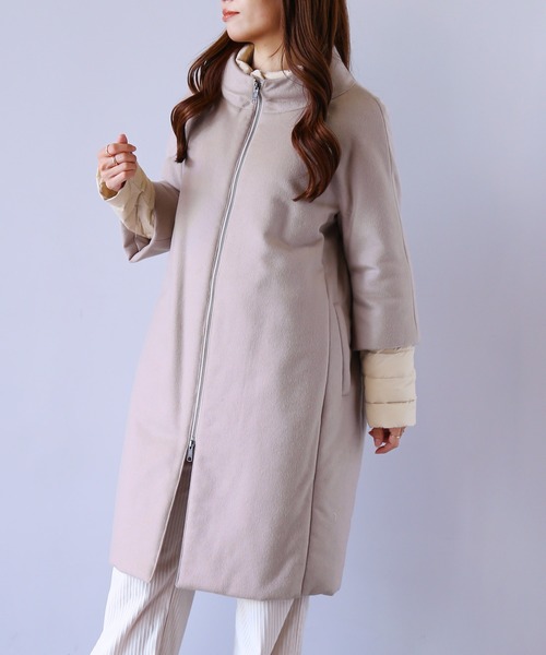sankyo shokai(サンキョウショウカイ)の「カシミヤコートダウン80% 秋冬コート(その他アウター・レディース・サンドベージュ/ブラック・9号/11号/13号)」の2枚目の写真