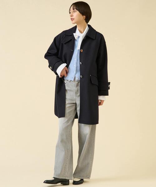 martinique(マルティニーク)の「《別注》【MACKINTOSH/マッキントッシュ】HUMBIE SL MB EX ダブルフェイス(ステンカラーコート・レディース・ライトベージュ/ネイビー・6)」の14枚目の写真