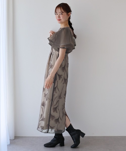 BLUEEAST（ブルーイースト）の「フリルスリーブフロッキードレス結婚式 成人式 二次会 同窓会 セレモニー パーティードレス オケージョンドレス お呼ばれ 20代 30代（ドレス・レディース・アーミー/ブラック/ブラウン・SHORT/MEDIUM）」の16枚目の写真