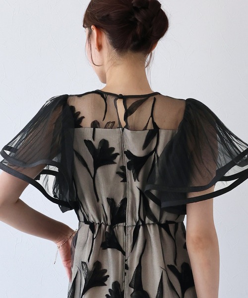 BLUEEAST（ブルーイースト）の「フリルスリーブフロッキードレス結婚式 成人式 二次会 同窓会 セレモニー パーティードレス オケージョンドレス お呼ばれ 20代 30代（ドレス・レディース・アーミー/ブラック/ブラウン・SHORT/MEDIUM）」の22枚目の写真