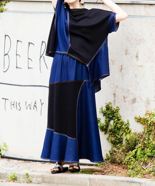 OSMOSIS（オズモーシス）の「切替フレアースカート（スカート・レディース・ブラック/ブルー・ONE SIZE）」の13枚目の写真