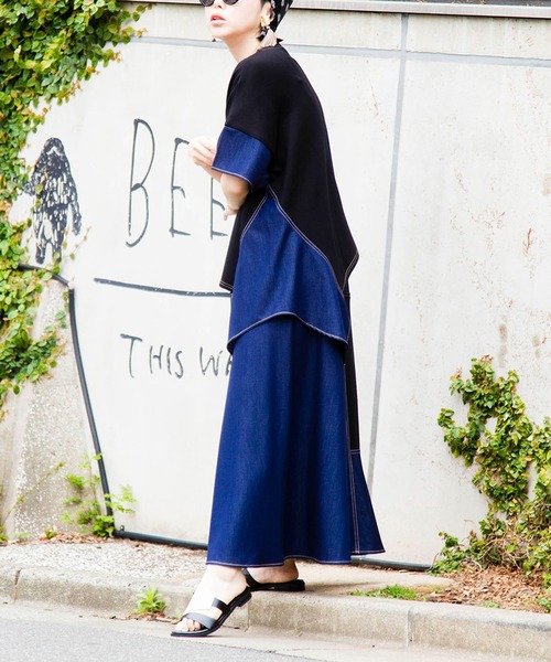 OSMOSIS（オズモーシス）の「切替フレアースカート（スカート・レディース・ブラック/ブルー・ONE SIZE）」の11枚目の写真