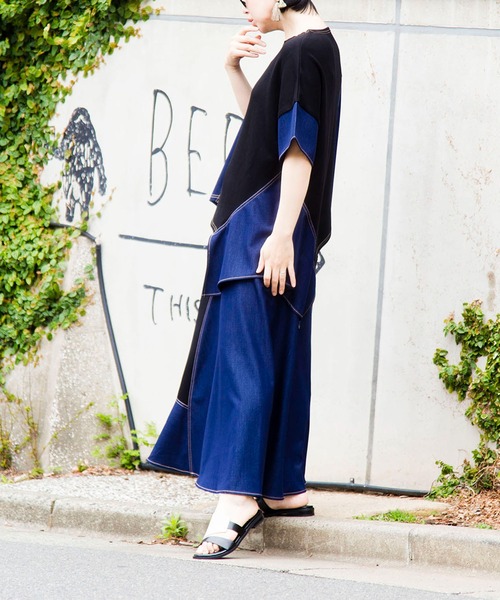 OSMOSIS（オズモーシス）の「切替フレアースカート（スカート・レディース・ブラック/ブルー・ONE SIZE）」の10枚目の写真