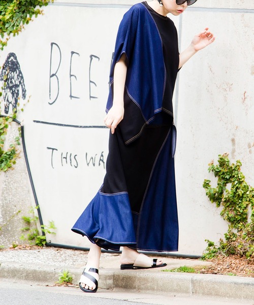 OSMOSIS（オズモーシス）の「切替フレアースカート（スカート・レディース・ブラック/ブルー・ONE SIZE）」の8枚目の写真